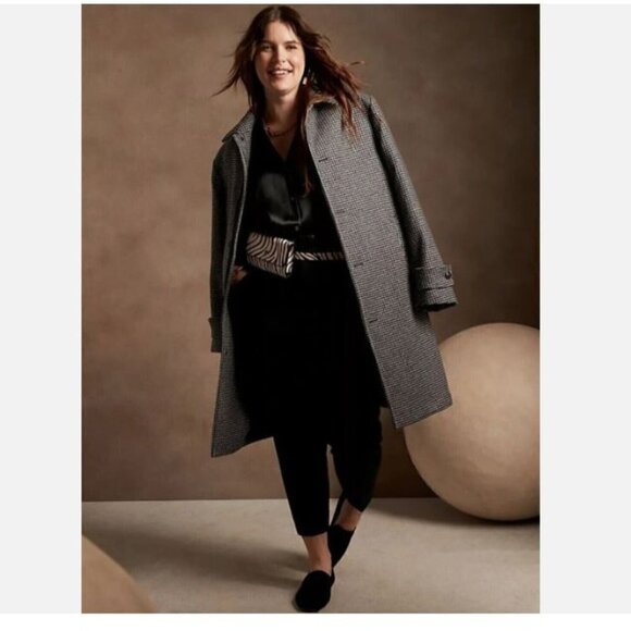 Banana Republic High Rise Tapered Pleated Wool Ankle Pants Black 2 LONG RT$120 - Picture 4 of 6